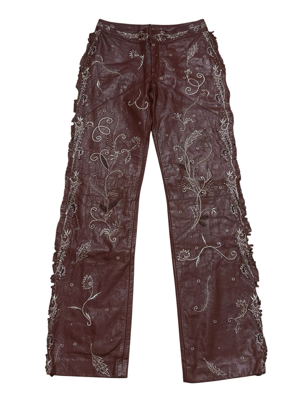 Mandalay NWT Vintage Y2K Leather Embellished Rhinestone Pants 4 UK 0 US